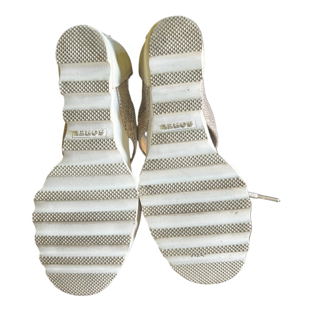 Sorel Joanie Ivory Lace Up Peep Toe Wedge Sandal - Size 8 - Picture 5 of 5